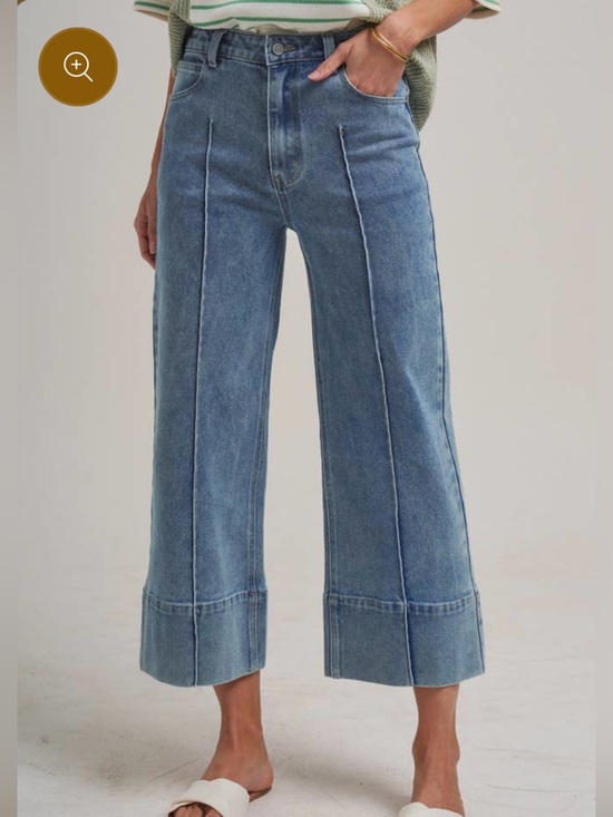 Nicole Miller Denim - Nicole Miller SoHo High Rise Wide Leg Jeans Size 8 Blue Denim Ankle Pin Tuck